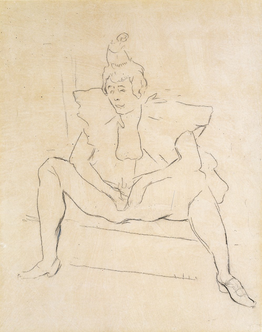 De zittende clown door Henri de Toulouse Lautrec