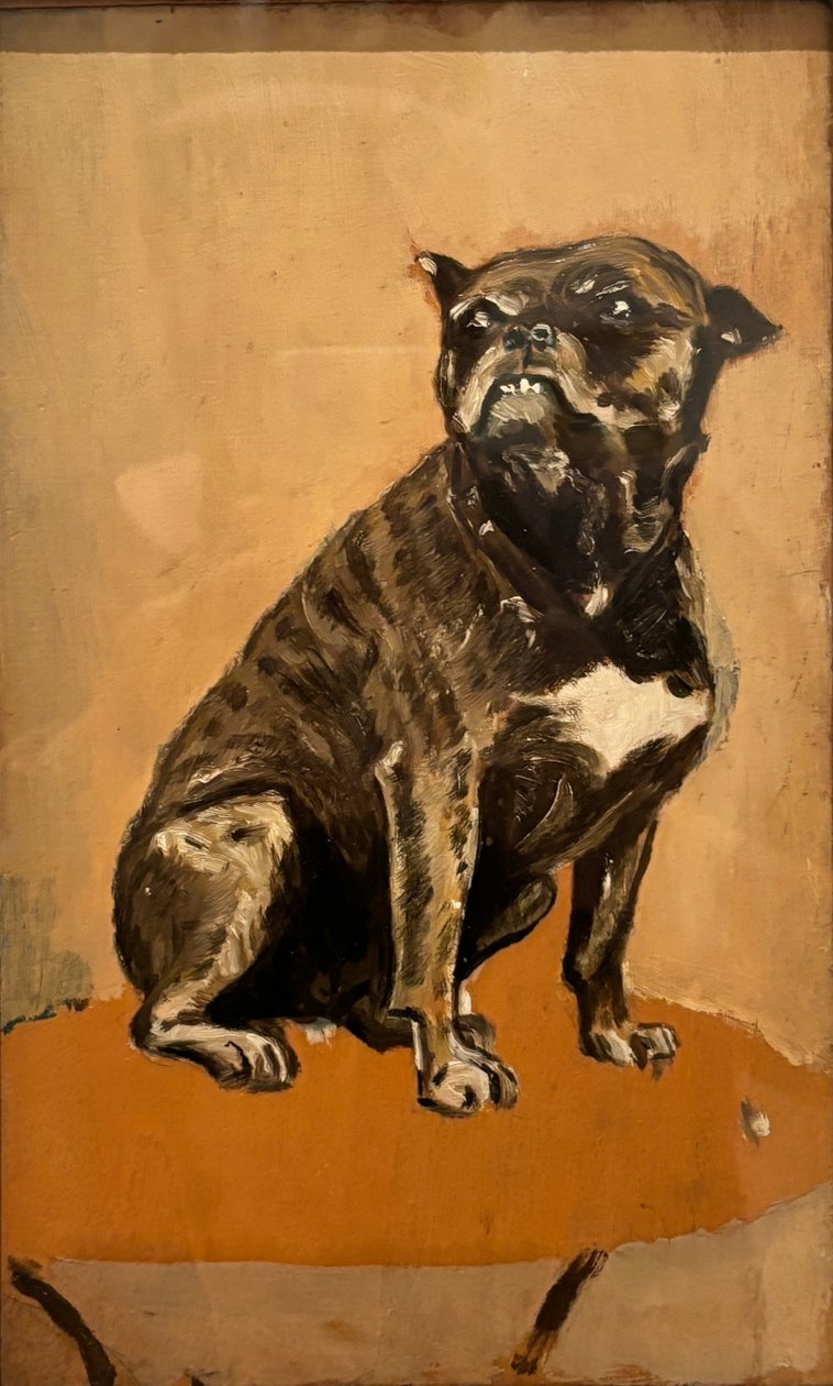 Touc, zittend op een tafel door Henri de Toulouse-Lautrec