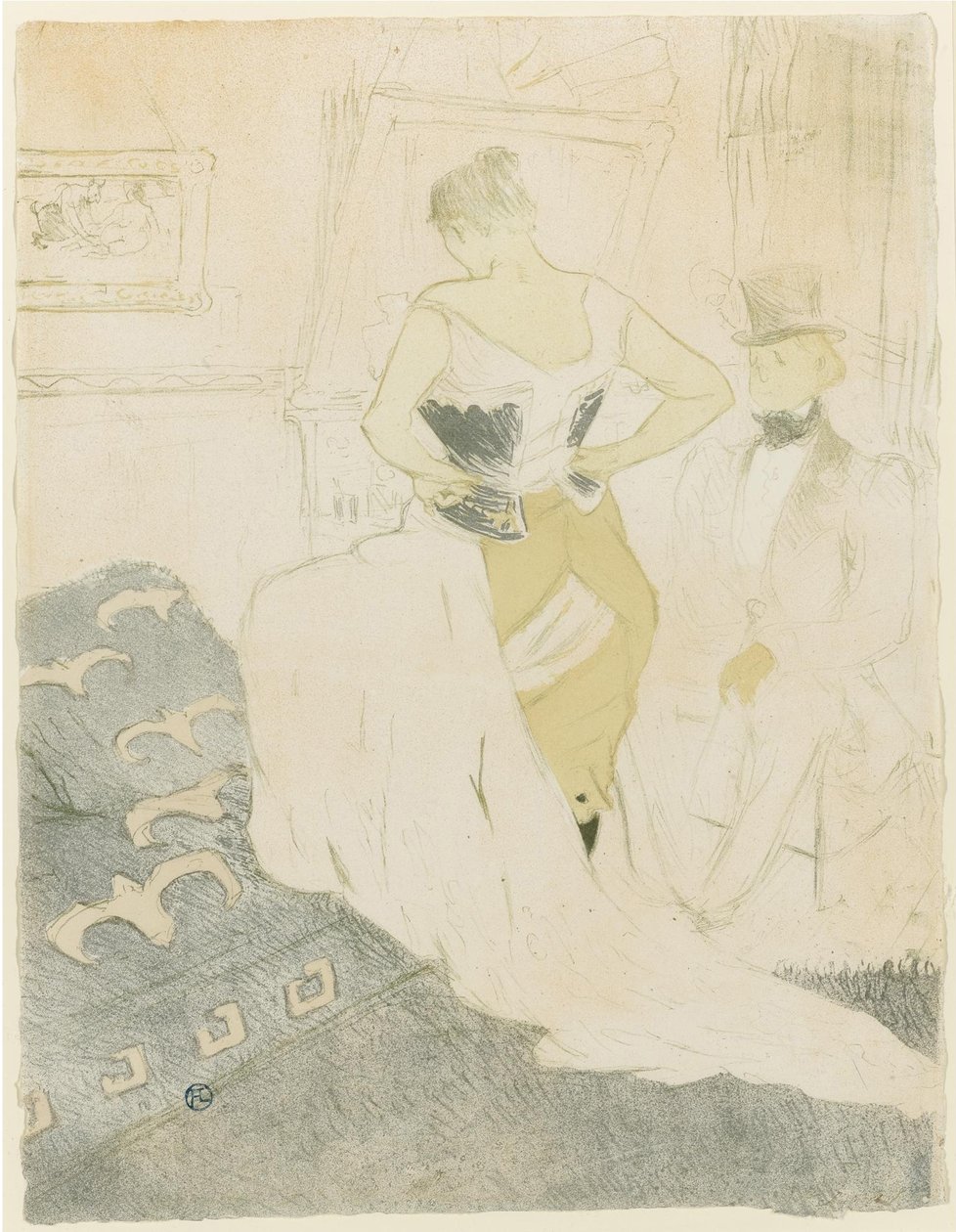 Vrouw die haar korset aanpast, 1896 door Henri de Toulouse Lautrec
