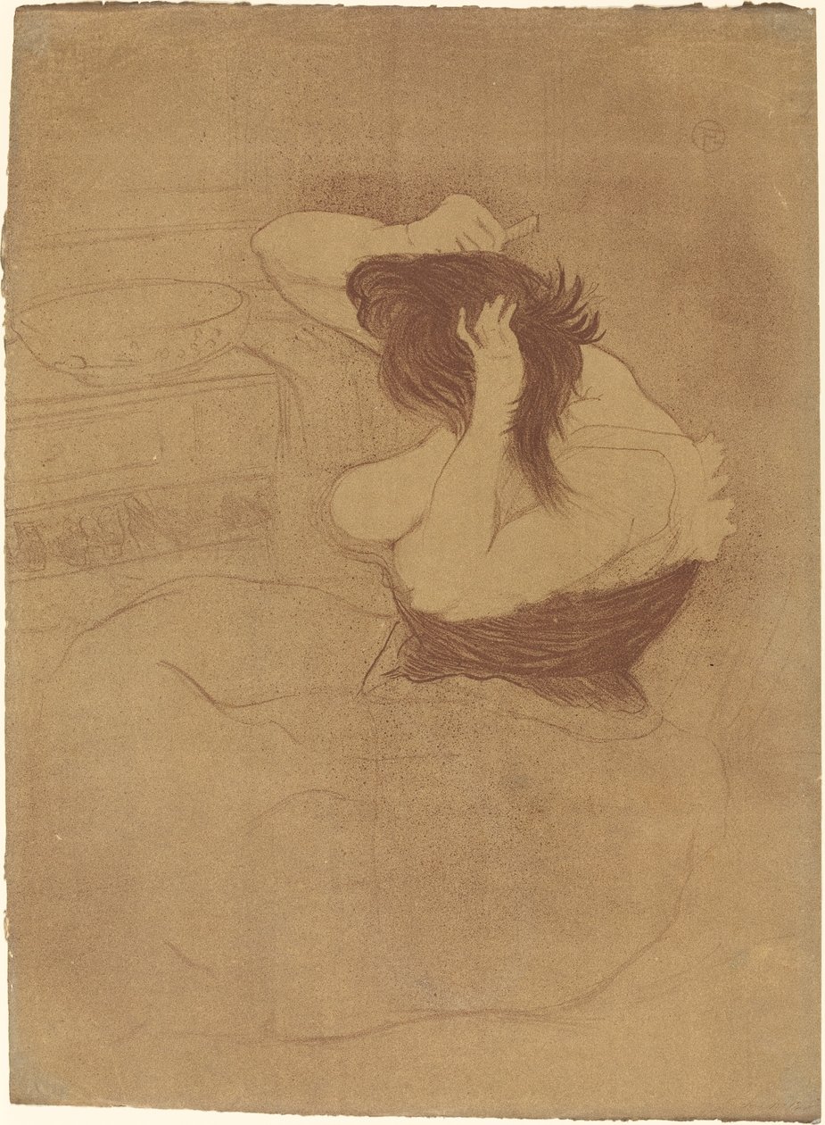 Vrouw die haar haar kamt, 1896 door Henri de Toulouse Lautrec