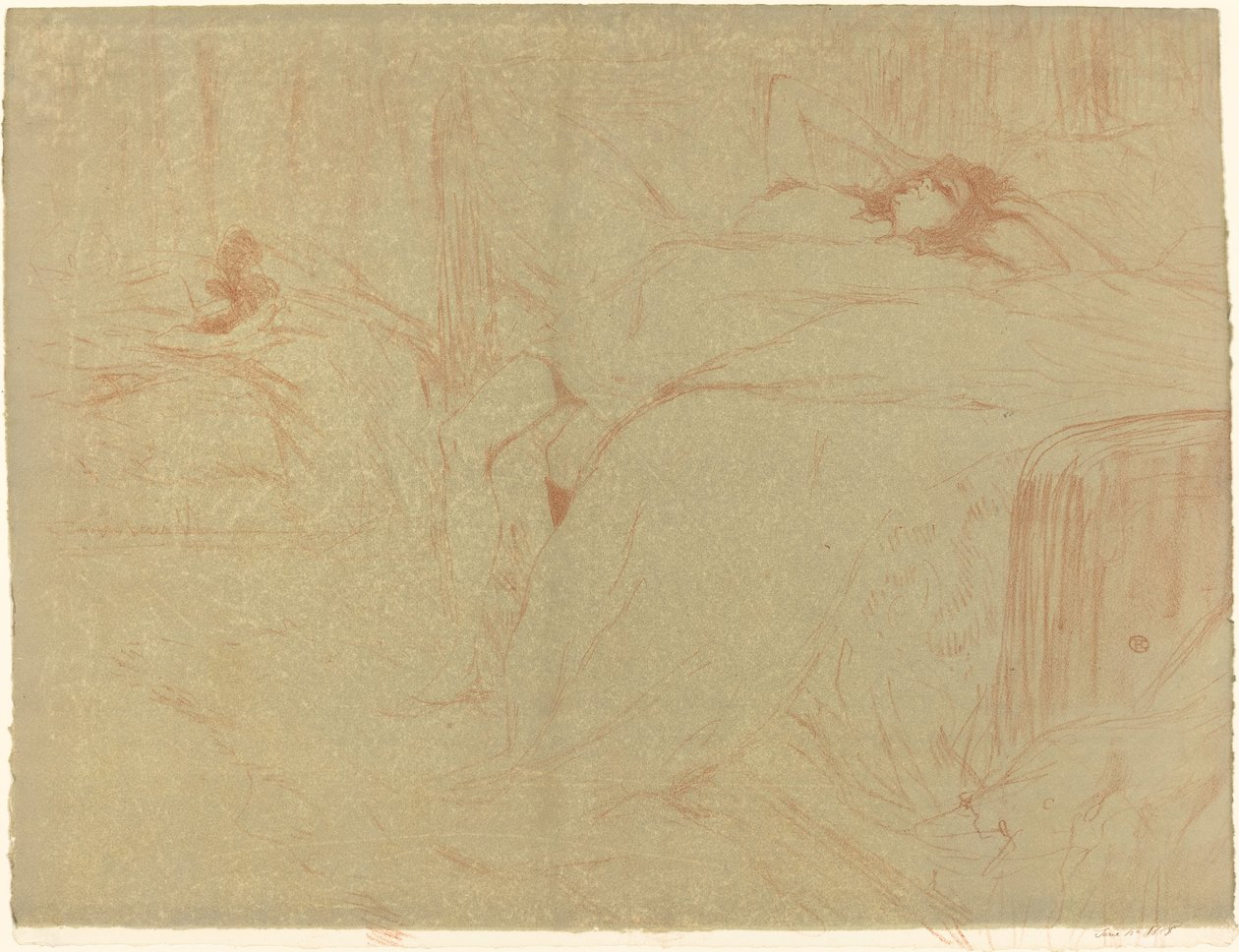 Vrouw op Haar Rug Femme sur le dos, 1896 door Henri de Toulouse Lautrec