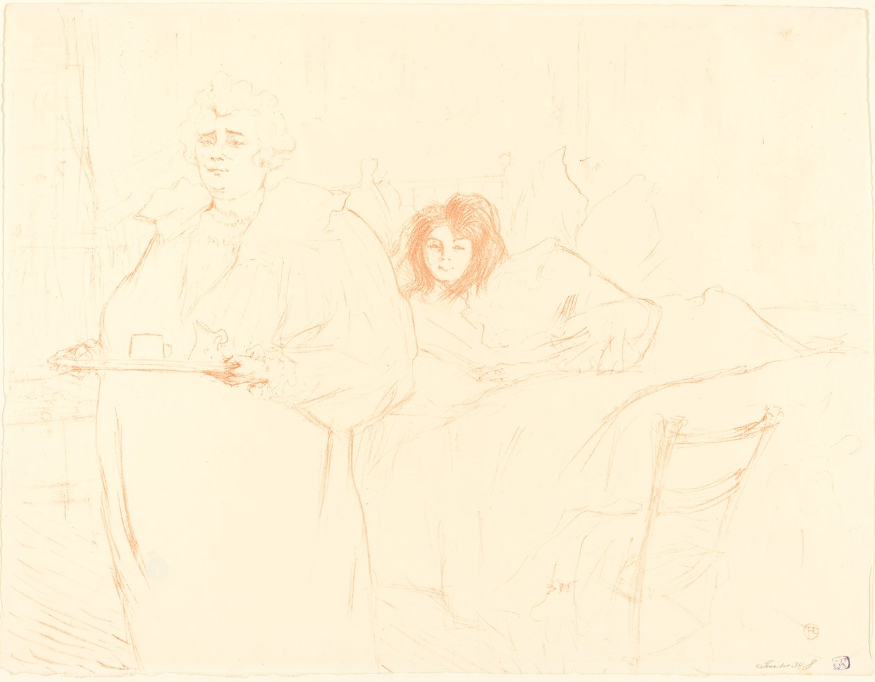 Vrouw met een dienblad, 1896 door Henri de Toulouse Lautrec