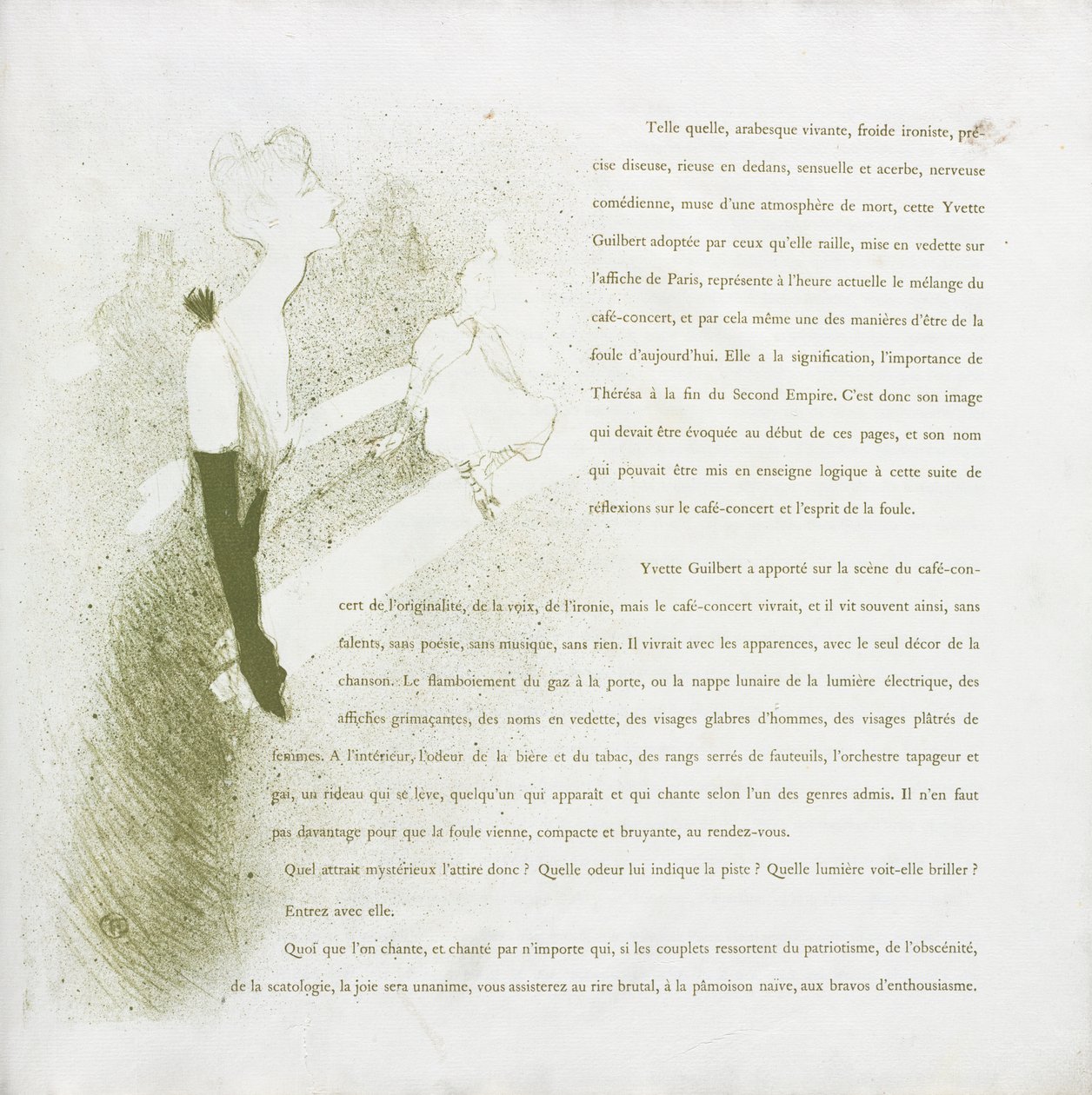Yvette Guilbert - Franse Serie: Nr. 2 door Henri de Toulouse Lautrec