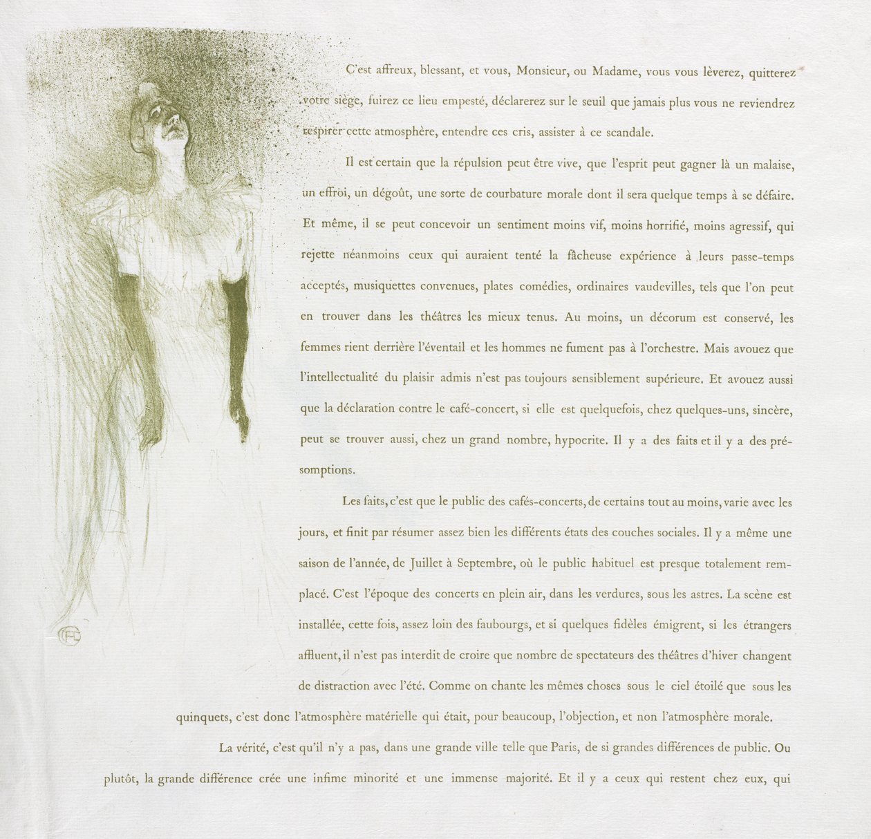 Yvette Guilbert - Franse Serie: Nr. 3 door Henri de Toulouse Lautrec