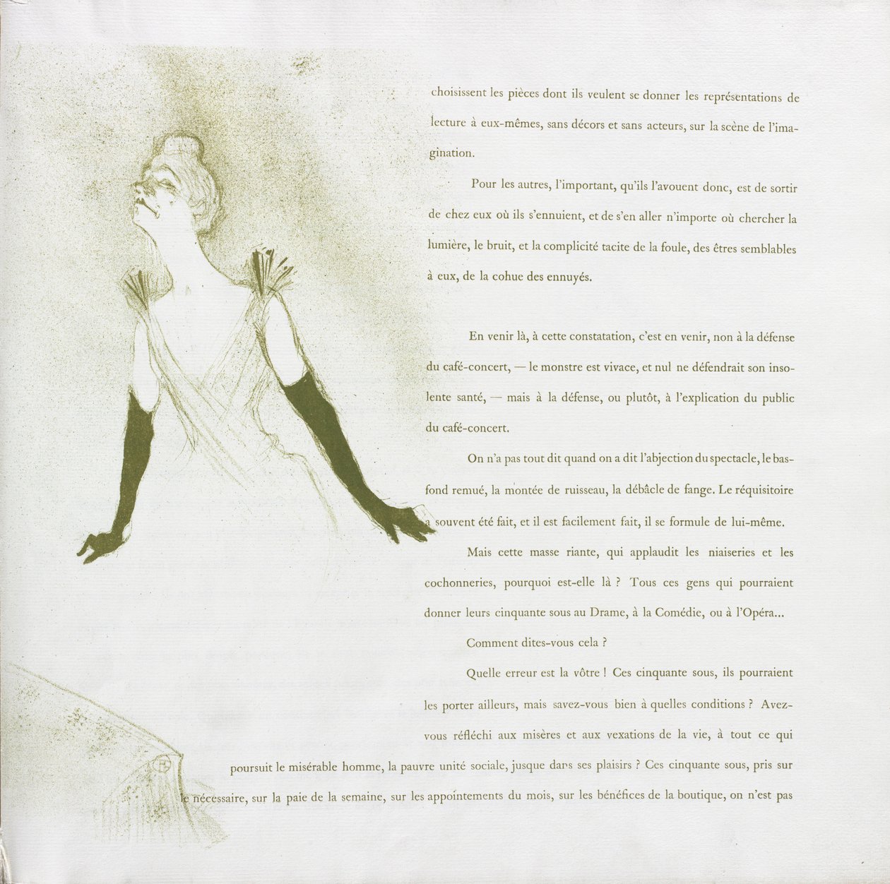 Yvette Guilbert-Franse Serie: Nr. 4 door Henri de Toulouse Lautrec
