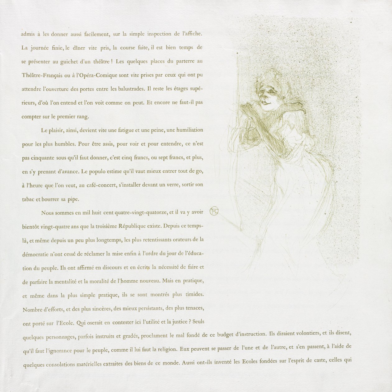 Yvette Guilbert - Franse Serie: Nr. 5 door Henri de Toulouse Lautrec