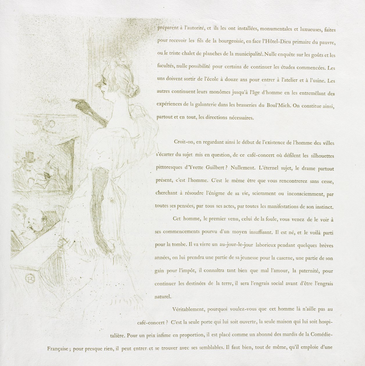 Yvette Guilbert - Franse Serie: Nr. 6 door Henri de Toulouse Lautrec