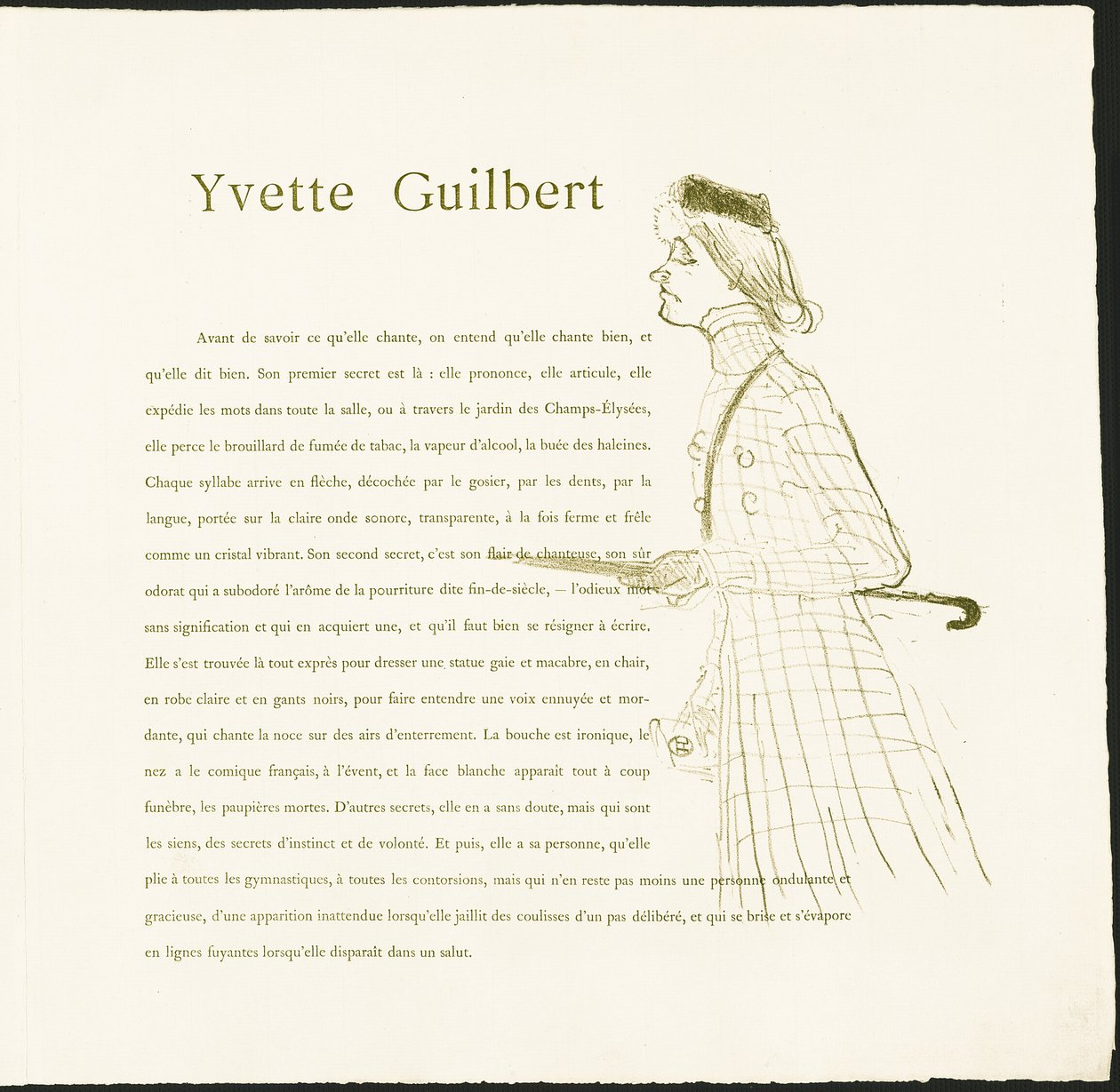 Yvette Guilbert door Henri de Toulouse Lautrec