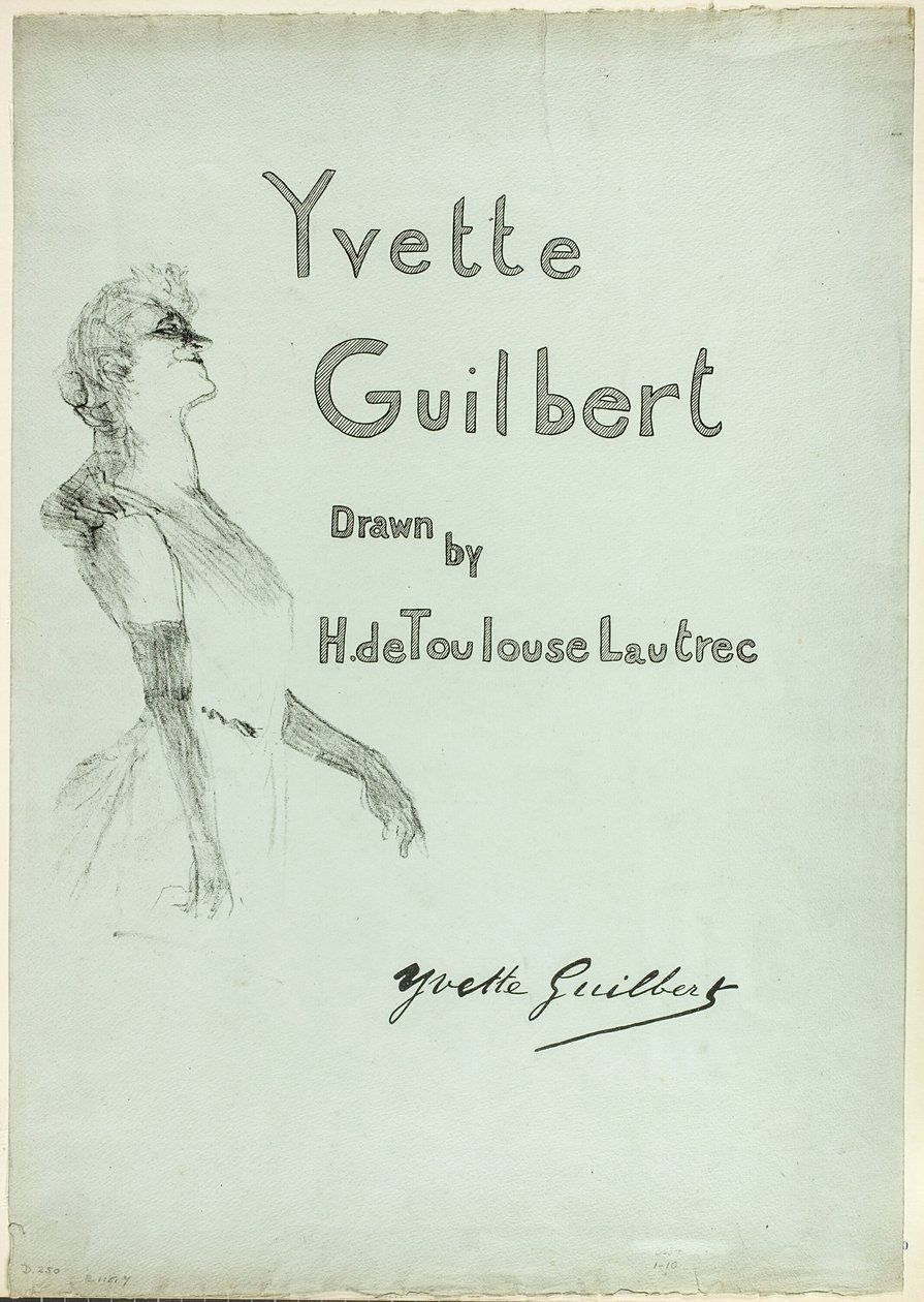 Yvette Guilbert op het podium, uit 