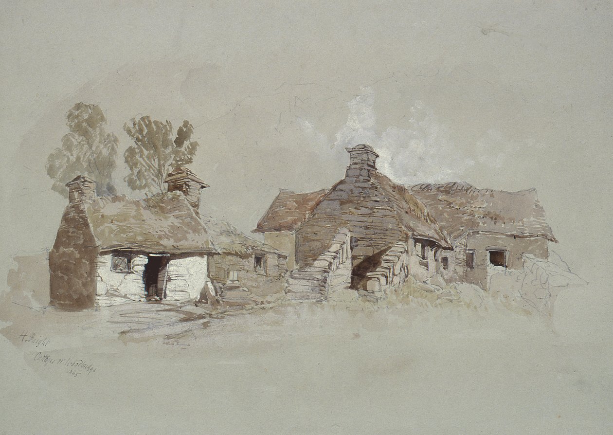 Huisjes bij Woodbridge, Suffolk door Henry Bright