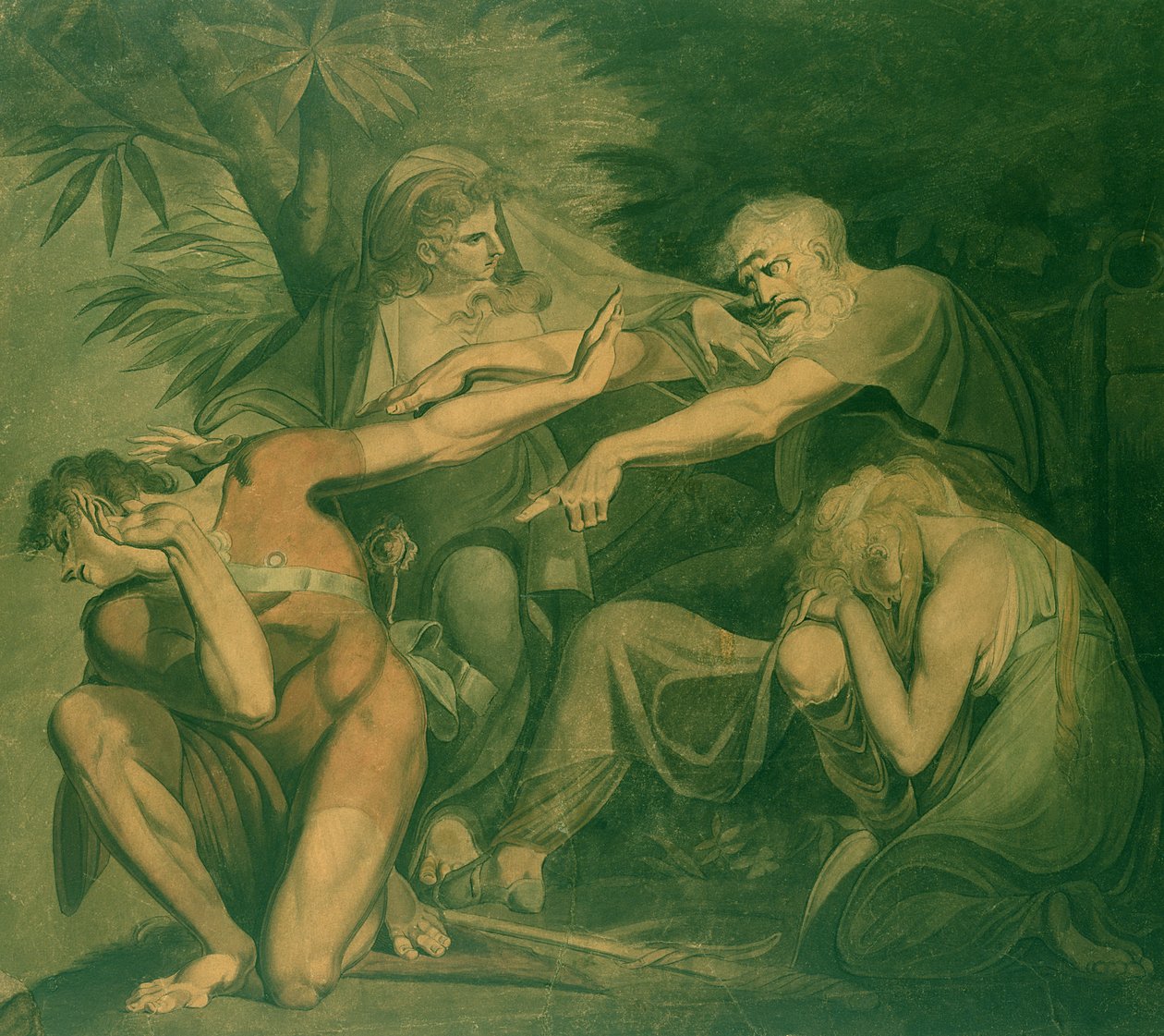 Oedipus vervloekt zijn zoon Polynices - Ga ten onder, verstoten en verstoten door mij.. door Johann Heinrich Füssli