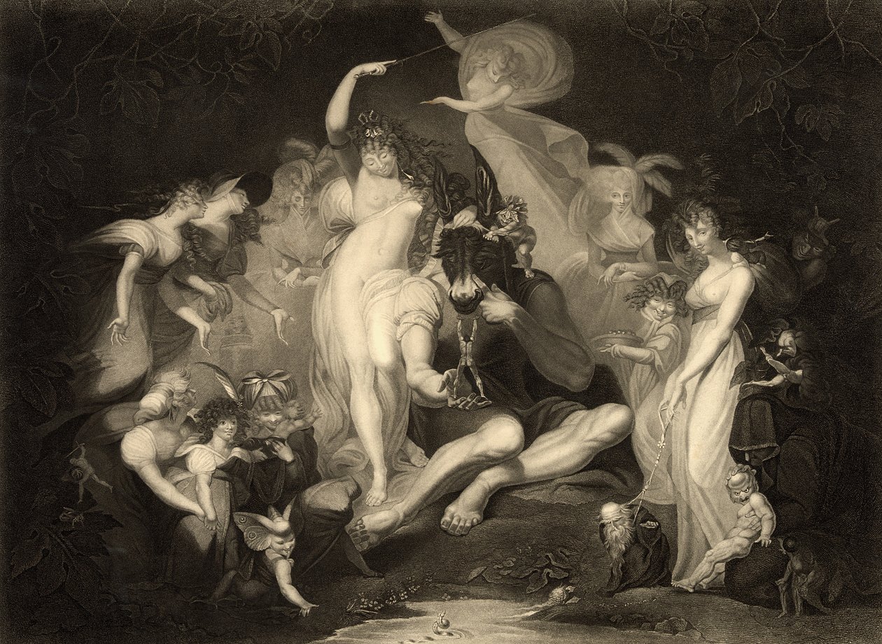 Scène uit Act IV, Scène I van Een Midzomernachtsdroom door William Shakespeare (1564-1616) gegraveerd door J.P. Simon voor de Boydell Shakespeare Company door Johann Heinrich Füssli