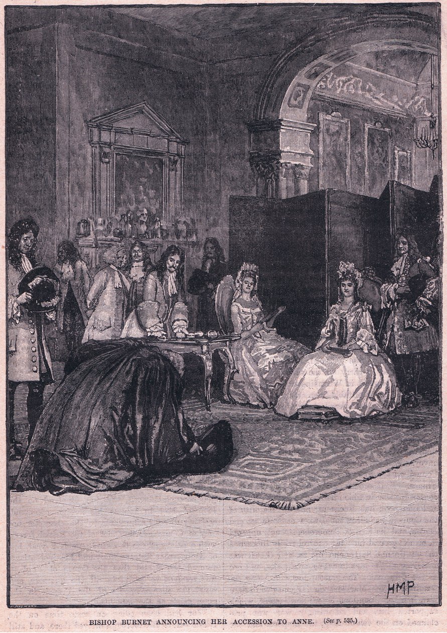 Bisschop Burnet kondigt haar toetreding aan Anne AD 1702 door Henry Marriott Paget