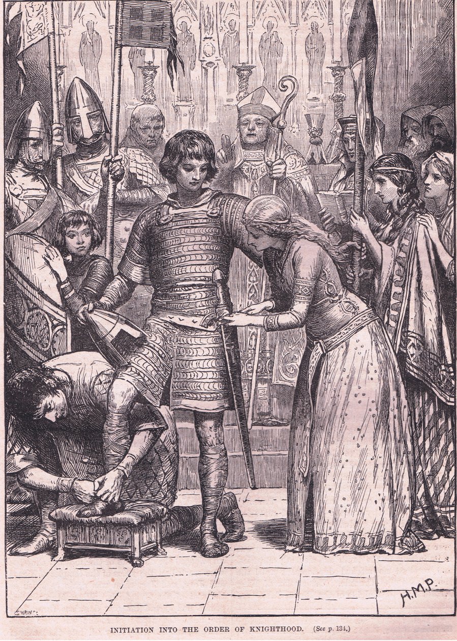 Inwijding in de orde van de ridderschap rond 1085 n.Chr. door Henry Marriott Paget