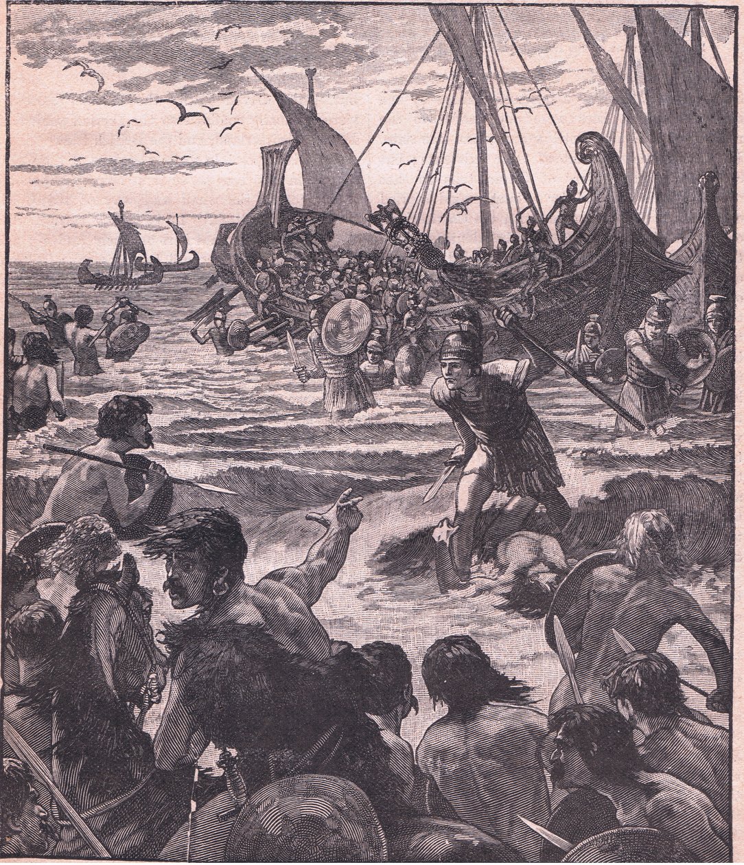 Landing van de Romeinen aan de kust van Kent door Henry Marriott Paget