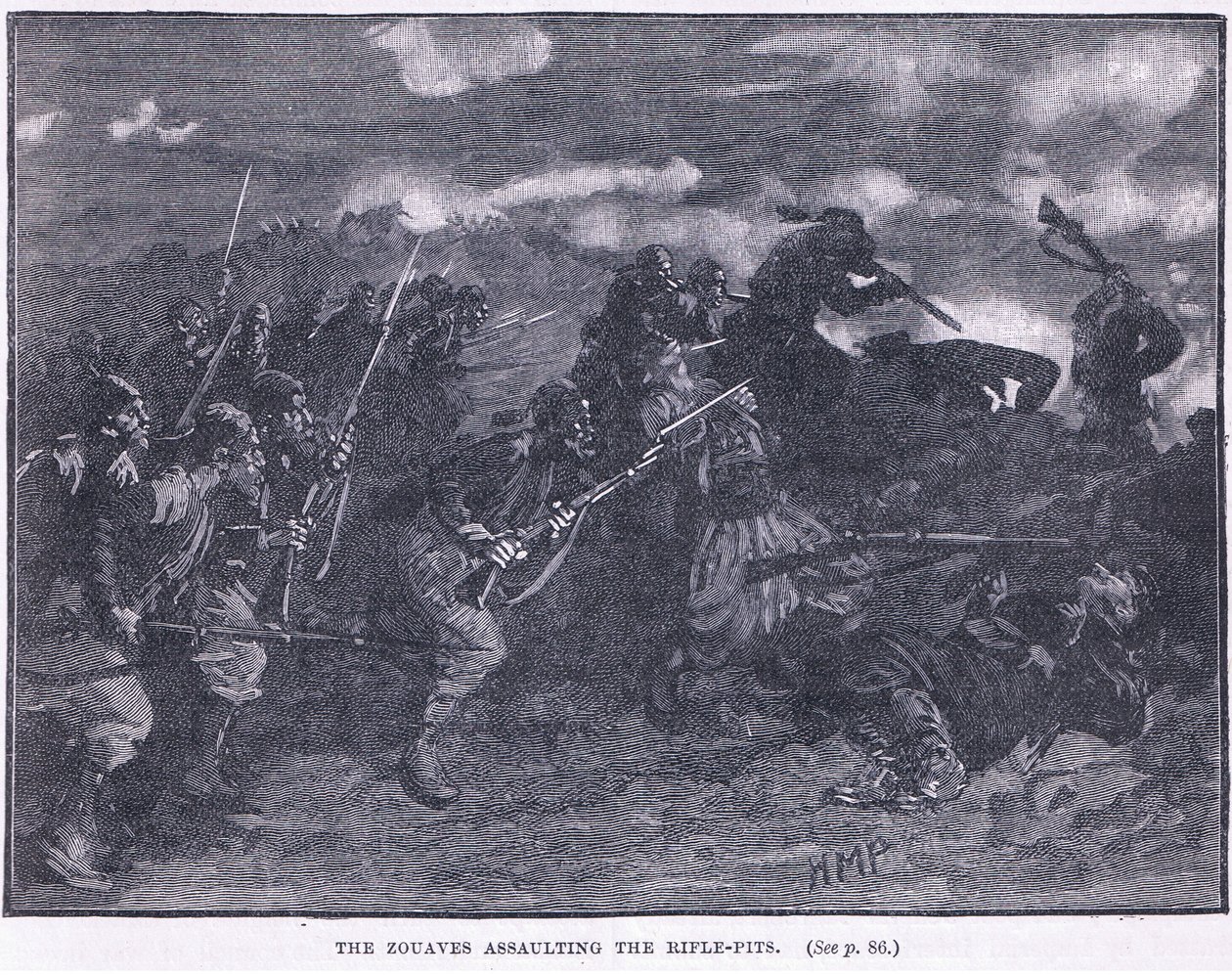 De Zouaven die een Schuttersput Aanvallen, 1855 AD door Henry Marriott Paget