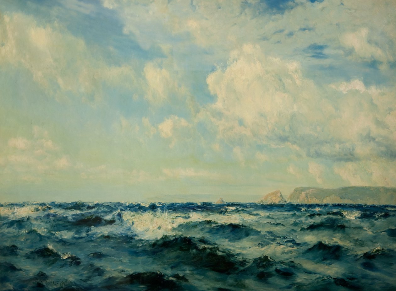 Een winderige dag bij het eiland Wight, 1890 door Henry Moore