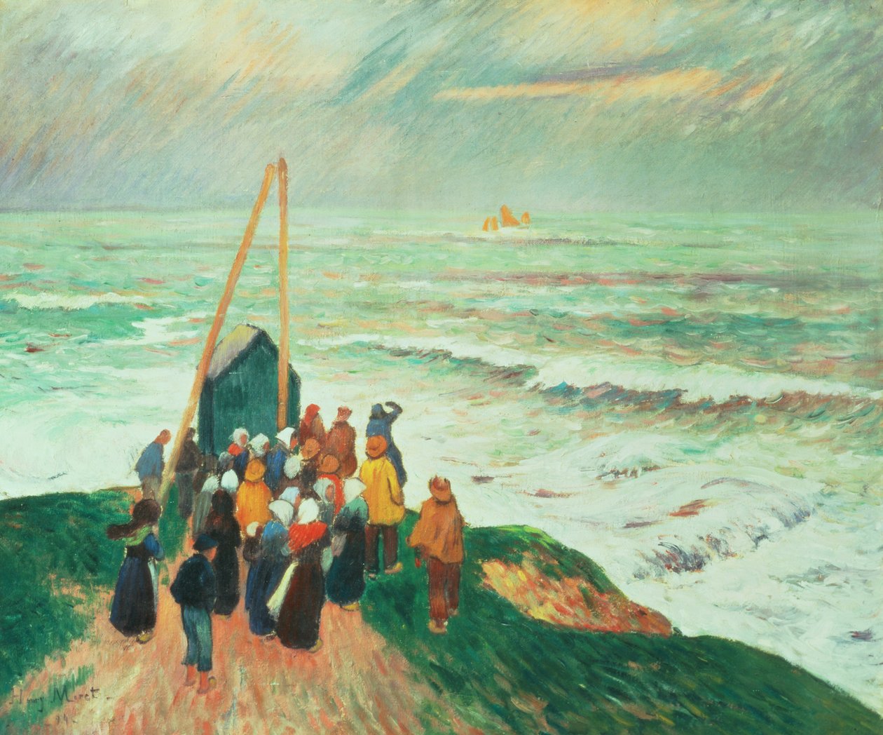 Wachten op de terugkeer van de vissers in Bretagne, 1894 door Henry Moret