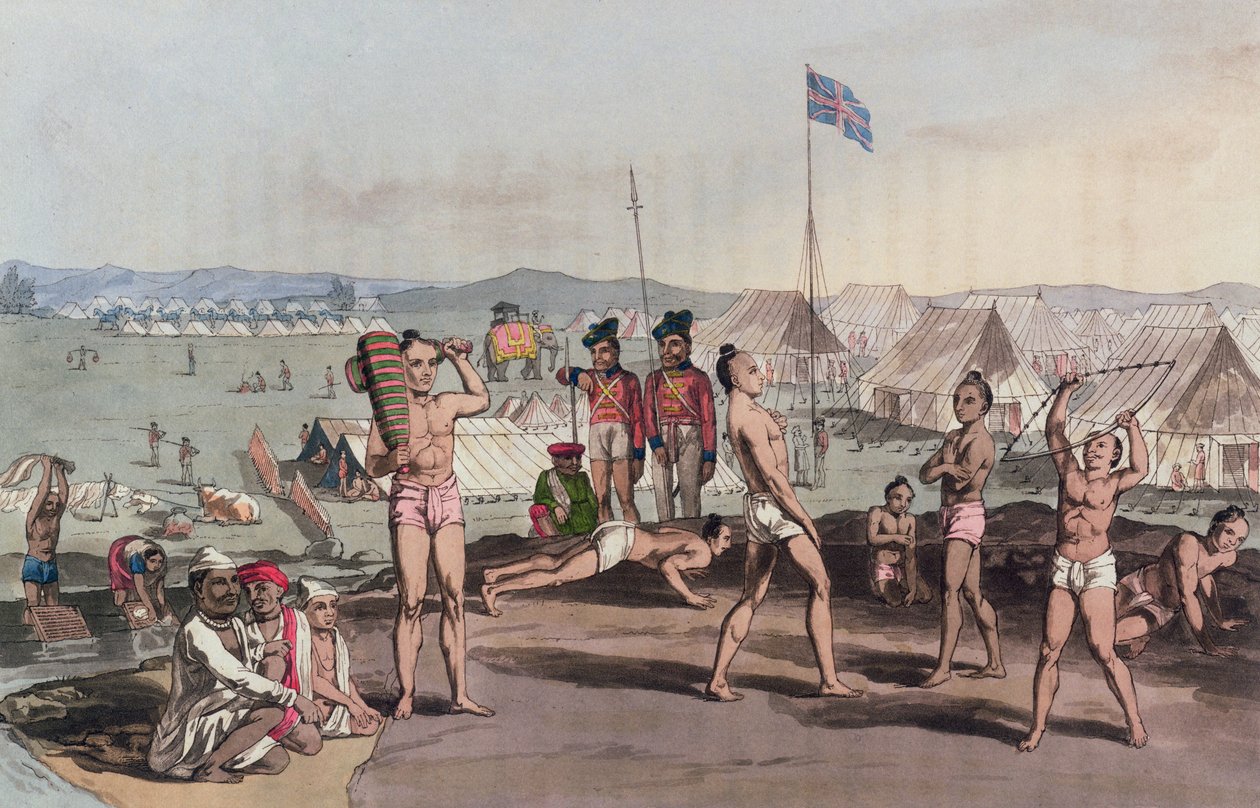 Een Ukhara met uitzicht op het kamp van de Britse residenten, uit 