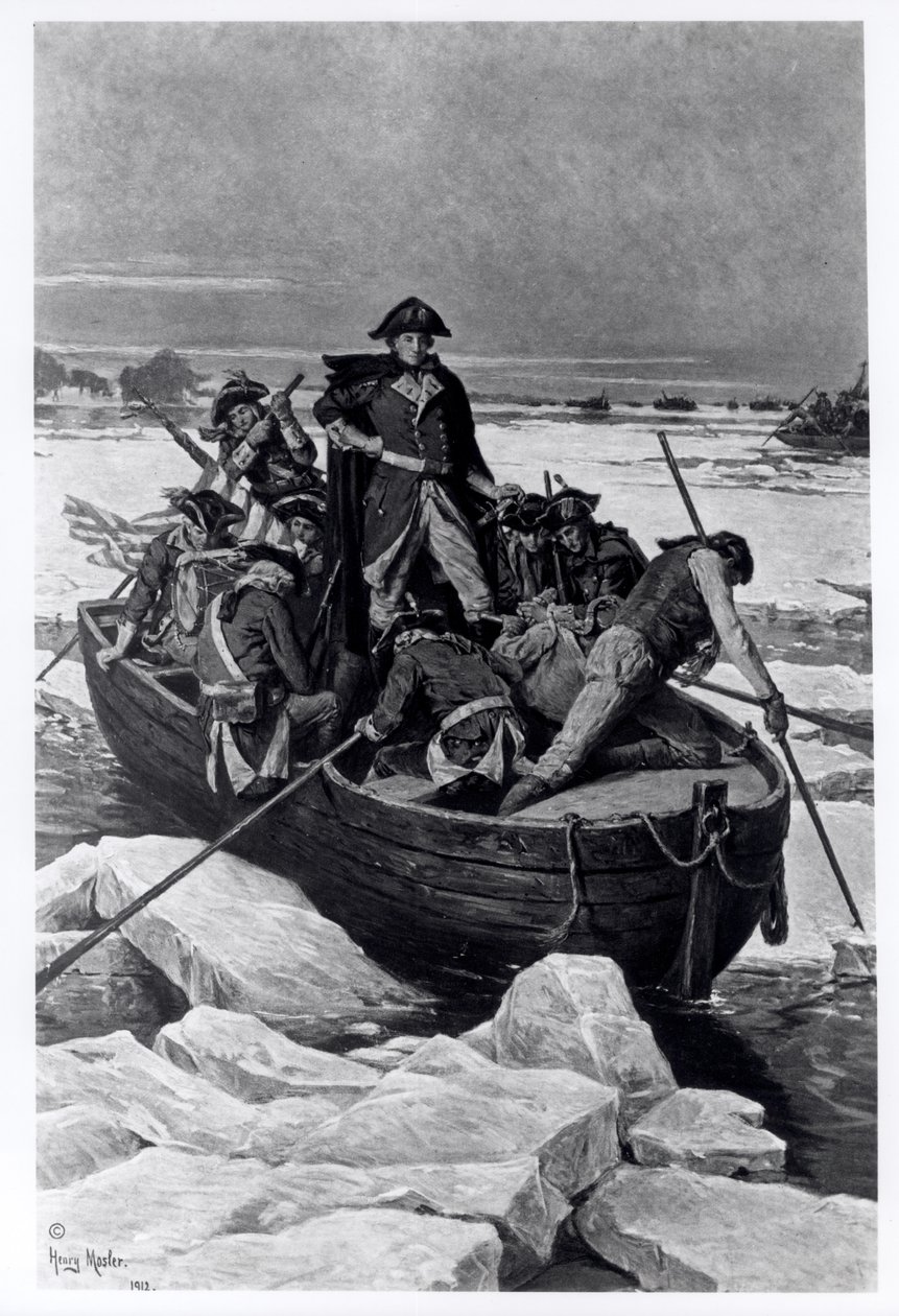 George Washington steekt de Delaware-rivier over door Henry Mosler