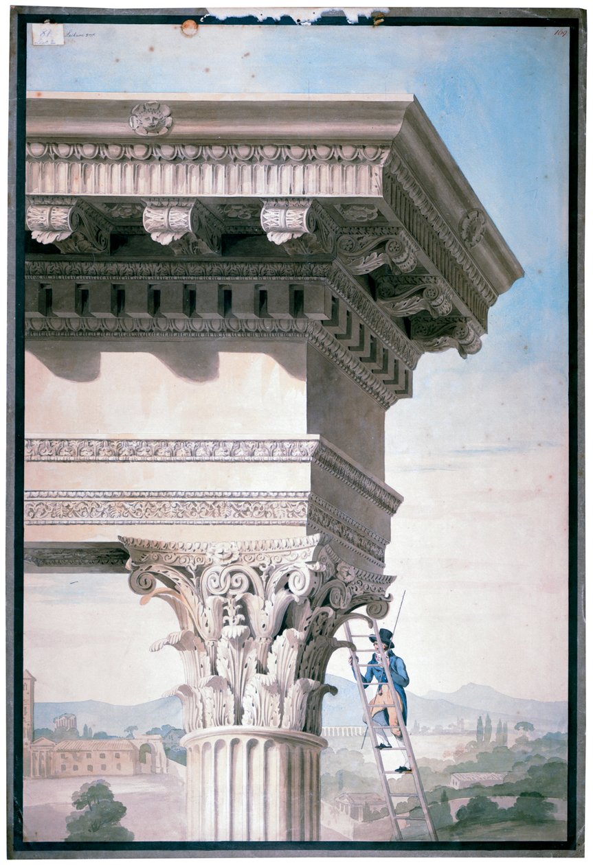 Student die de Tempel van Castor en Pollux in Rome meet door Henry Parke