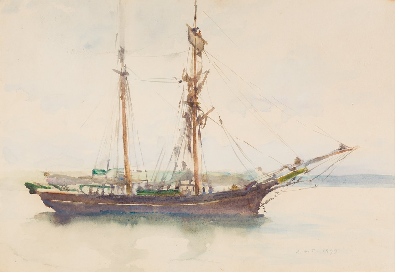 Bark met Gevallen Zeilen door Henry Scott Tuke
