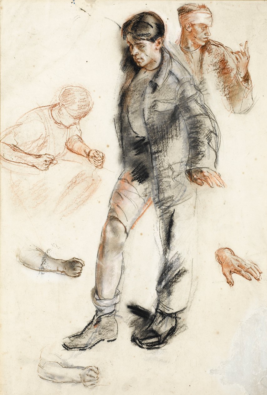 Studie voor een geavanceerde verbandpost in Frankrijk door Henry Tonks