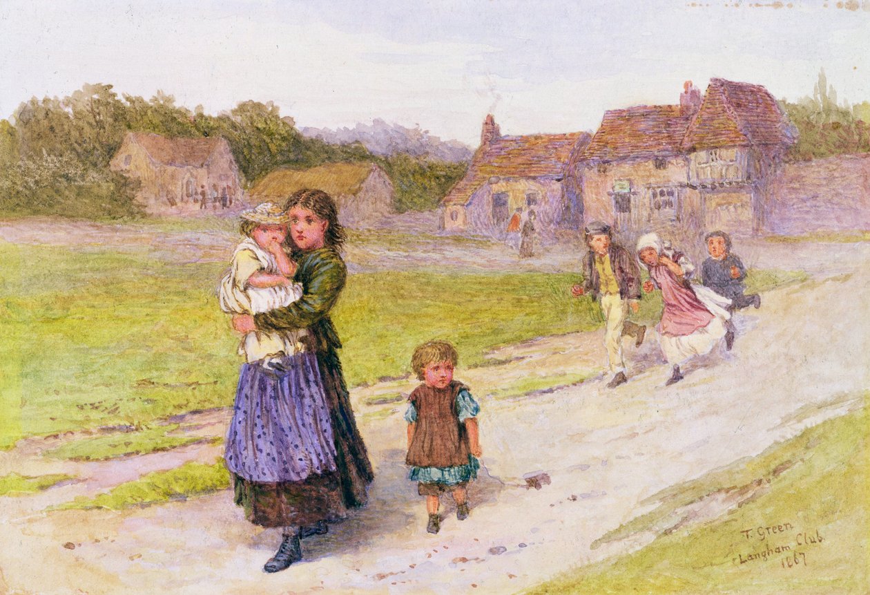 Na School, 1867 door Henry Towneley Green