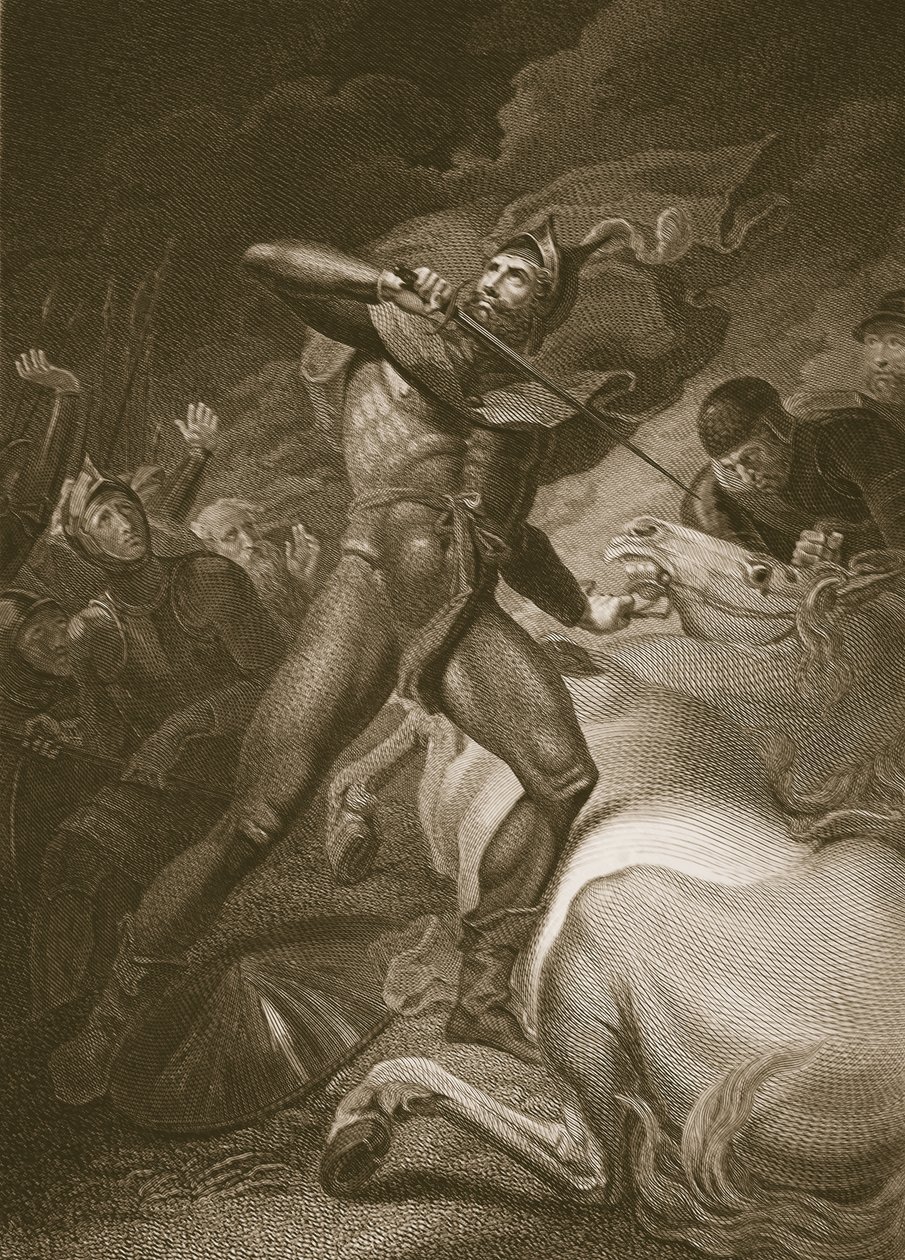 Het resolute gedrag van de Graaf van Warwick voorafgaand aan de Slag bij Towton, gegraveerd door T. Holloway, illustratie uit David Hume