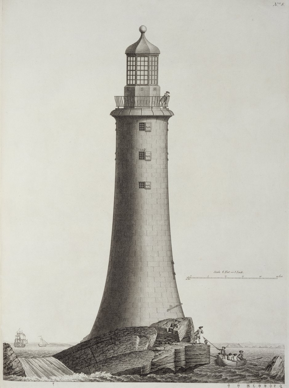 Edystone Vuurtoren gegraveerd door Edward Rooker, 1763 door Henry Winstanley