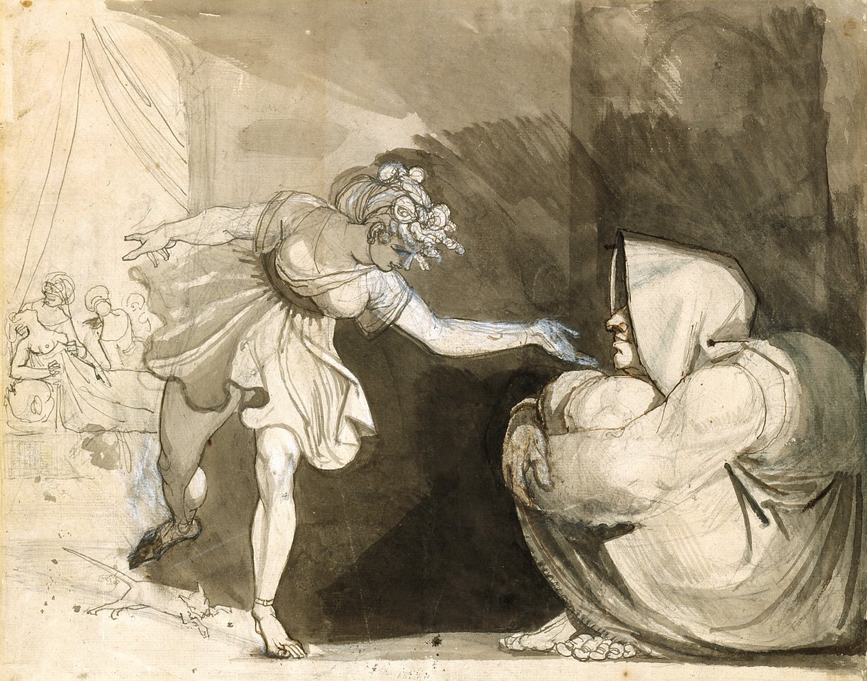 Galinthias Slimt Eileithyia Door de Geboorte van Heracles aan te Kondigen (Verso: Portret van Mevrouw Fuseli) door Henry (1741 1825) Fuseli