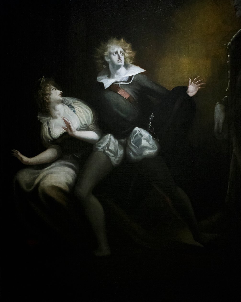 Gertrude, Hamlet en de geest van Hamlets vader (detail) door Henry (1741 1825) Fuseli