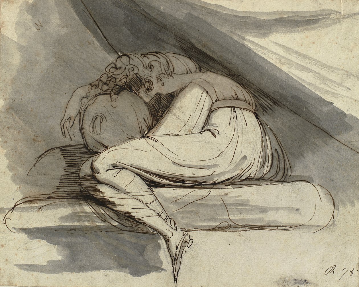 Zittende Vrouw, Opgerold, na 1778 door Henry  Fuseli