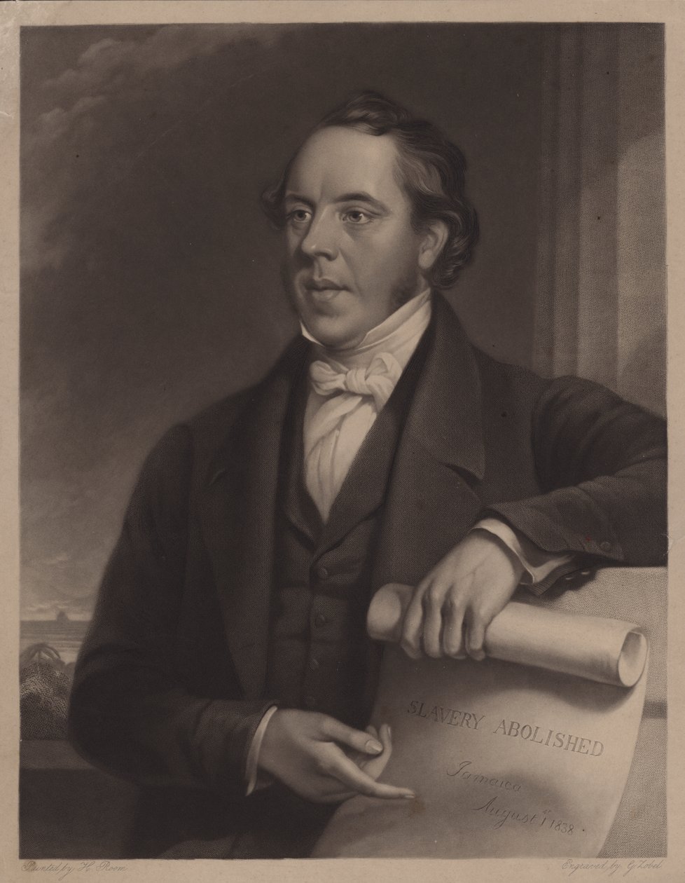William Knibb, Engelse baptistenzendeling naar Jamaica en abolitionist (gravure) door Henry (after) Room