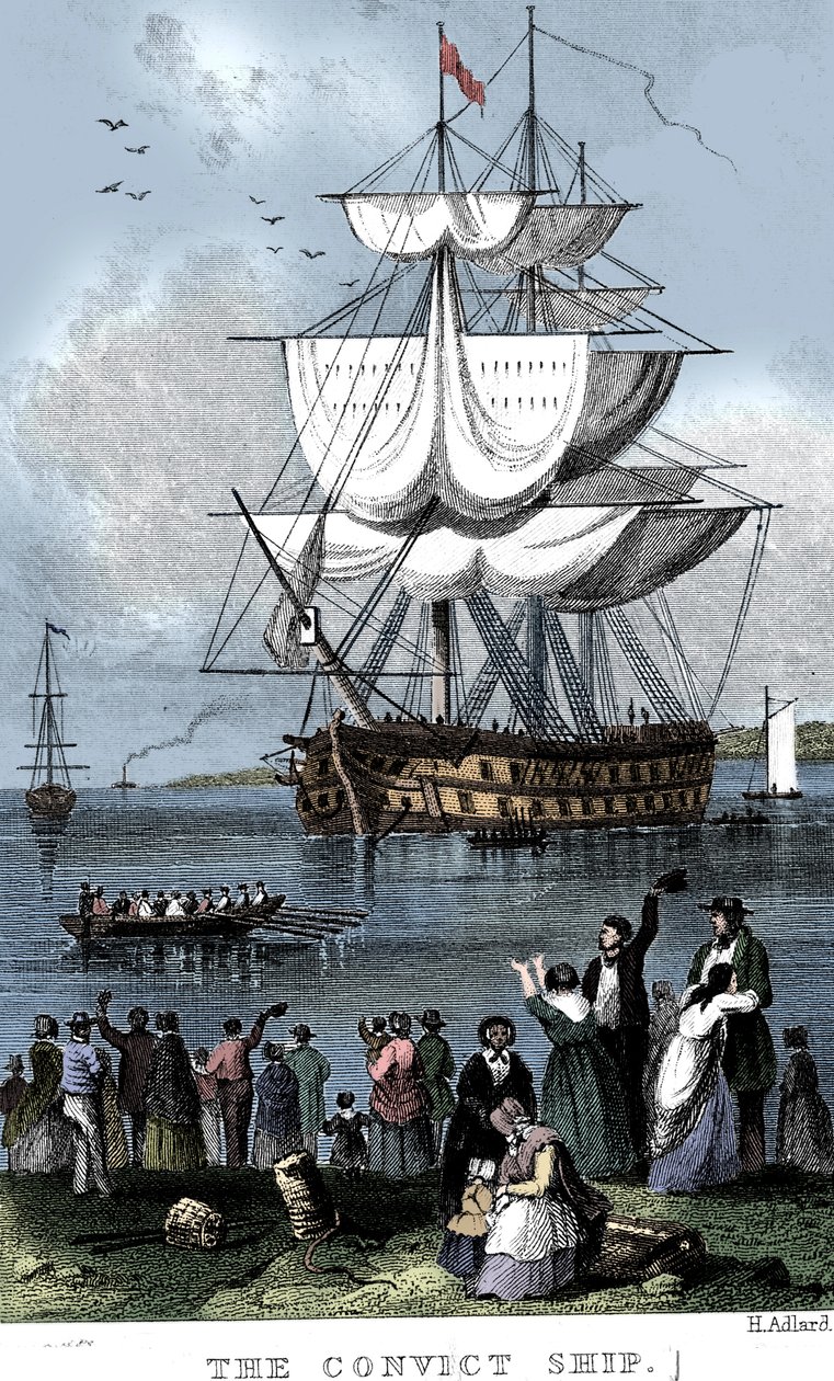 Het gevangenisschip, ca. 1820 door Henry Adlard