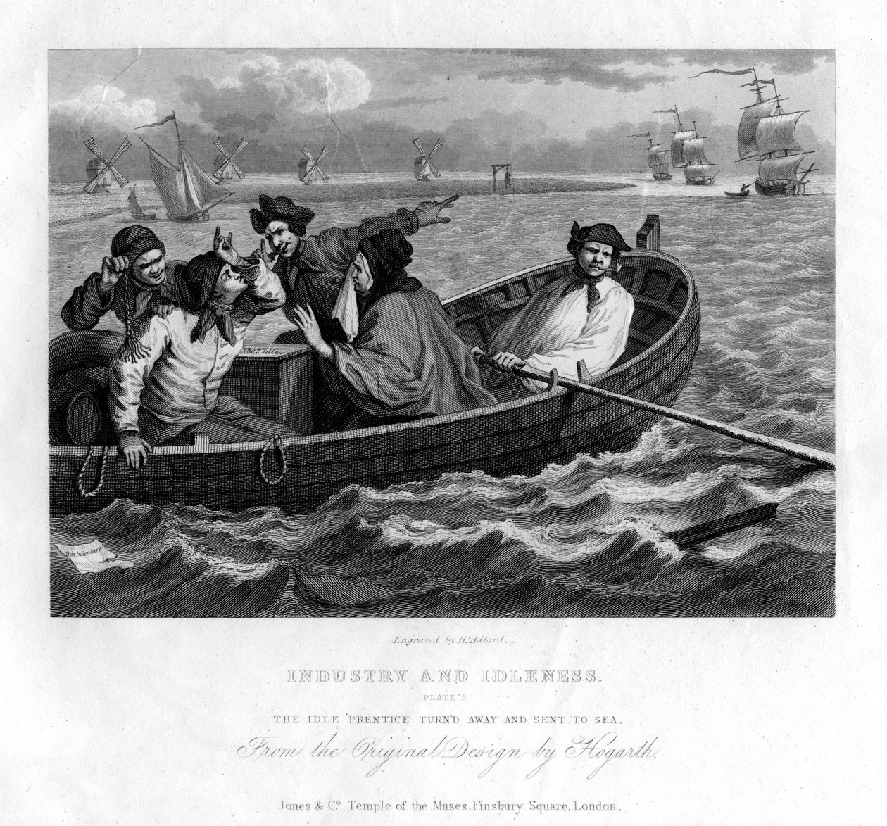 De luie leerling weggestuurd en naar zee gestuurd, plaat V van Industrie en Luiheid, 1833 door Henry Adlard