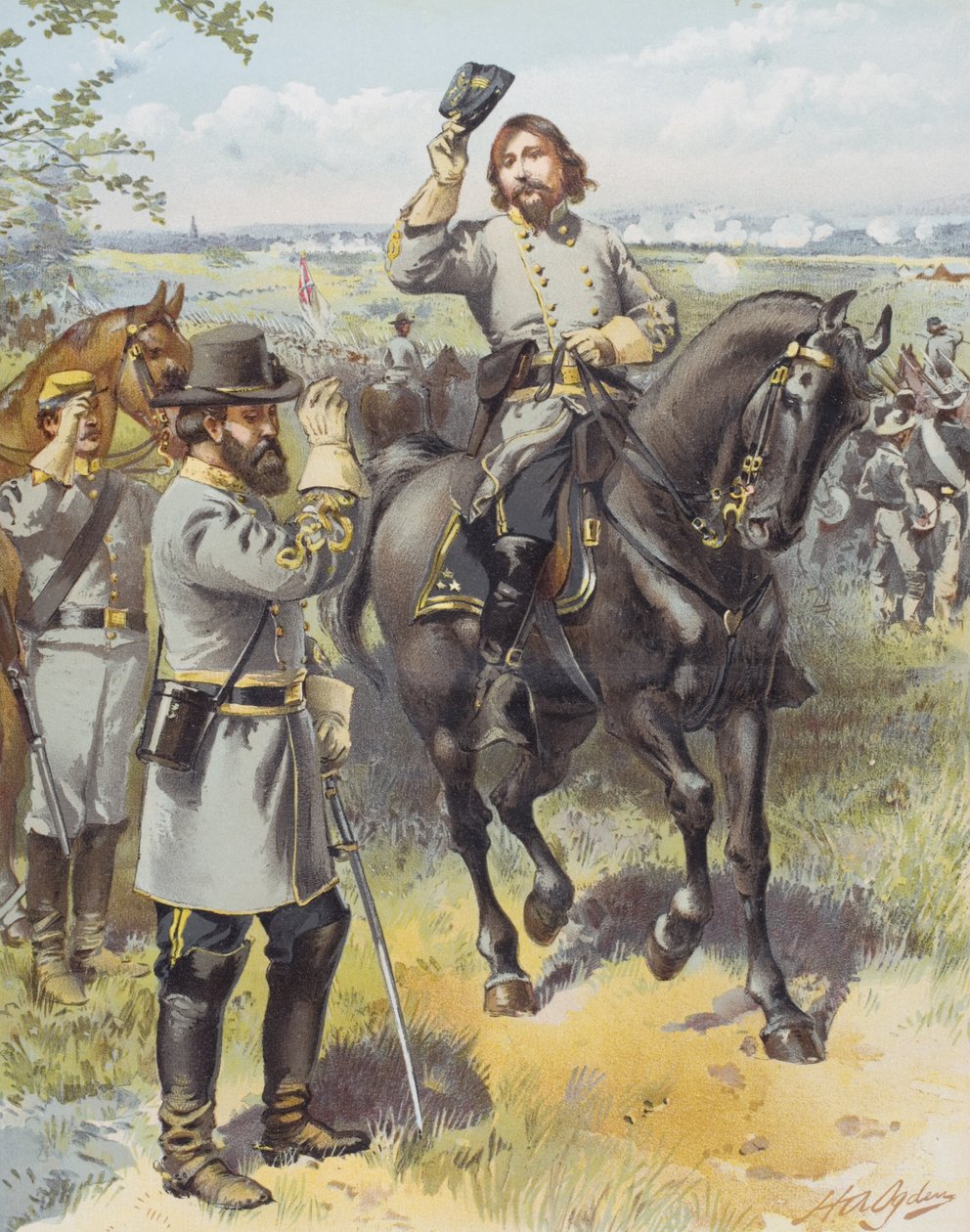 Generaal Pickett ontvangt het bevel om aan te vallen van Generaal Longstreet, Slag bij Gettysburg, 3 juli 1863 door Henry Alexander (after) Ogden
