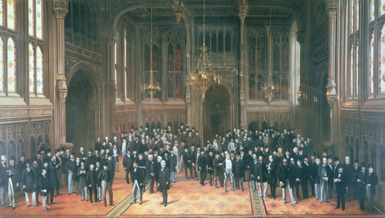 Ledenlobby, Houses of Parliament, 1872-73 door Henry Barraud