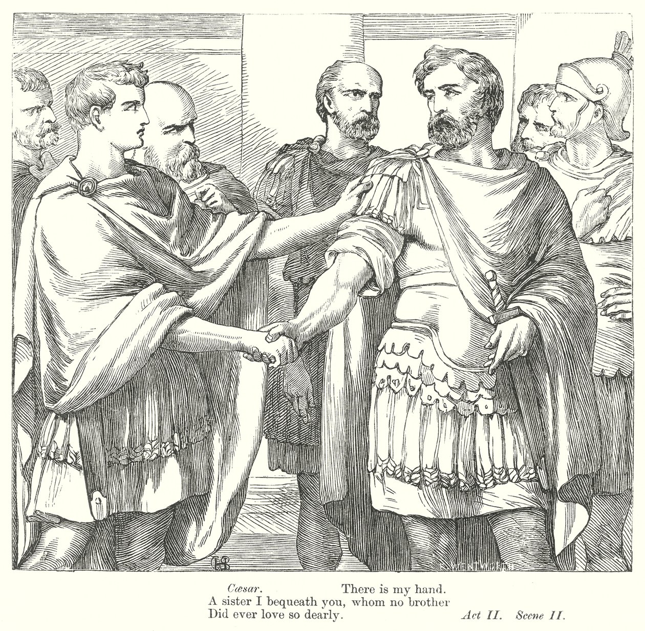 Antonius en Cleopatra (gravure) door Henry Courtney (after) Selous