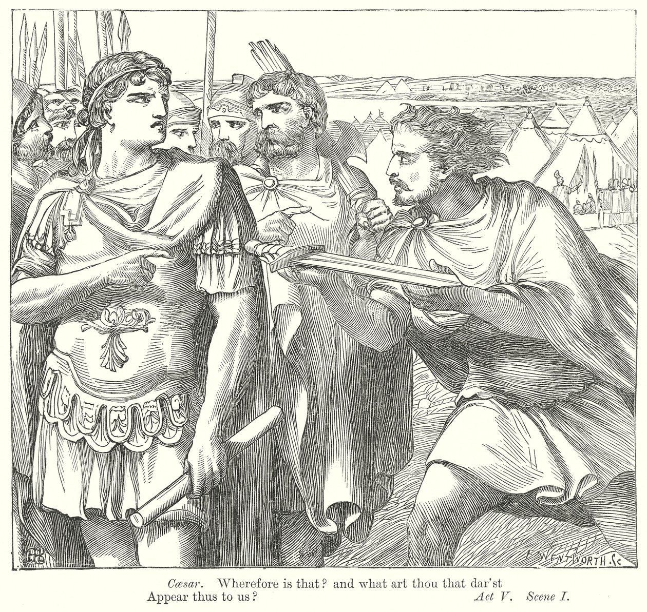Antonius en Cleopatra (gravure) door Henry Courtney (after) Selous