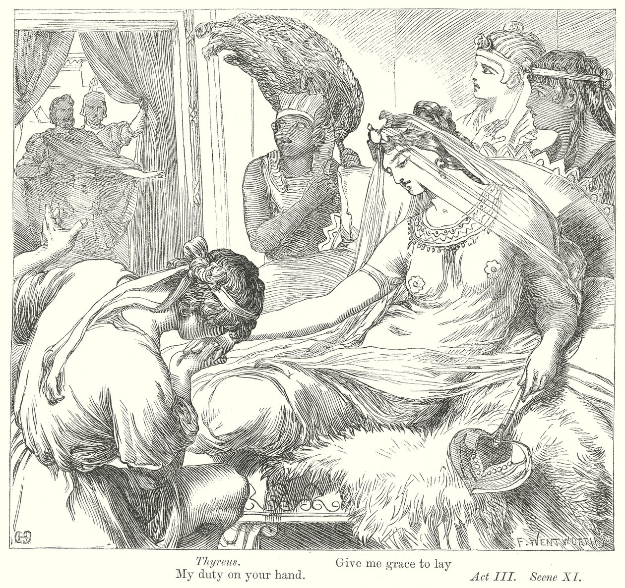 Antonius en Cleopatra (gravure) door Henry Courtney (after) Selous