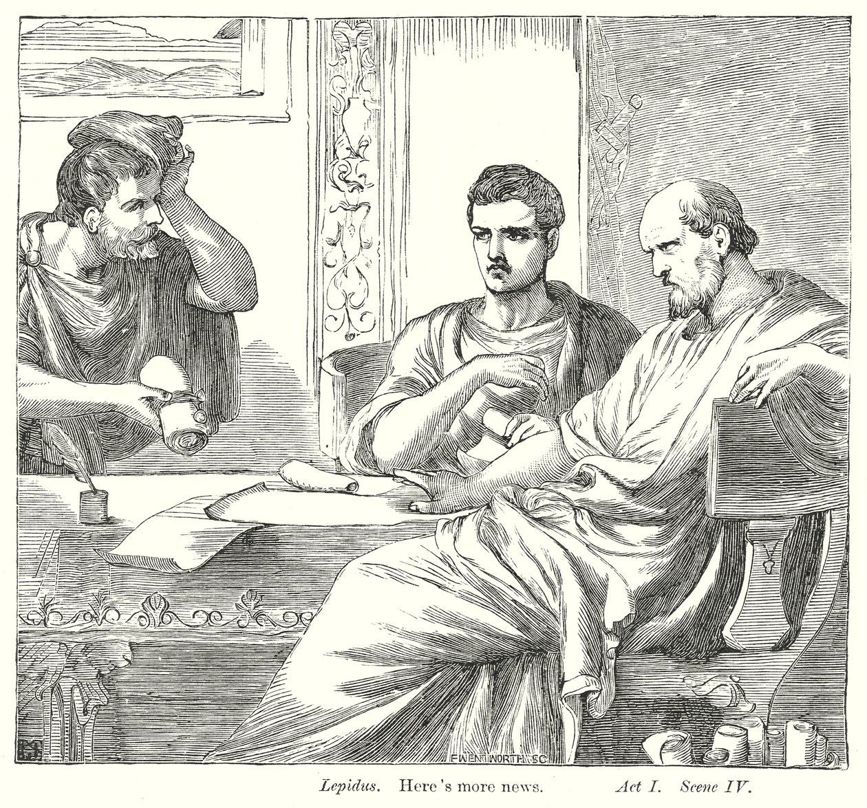 Antonius en Cleopatra (gravure) door Henry Courtney (after) Selous