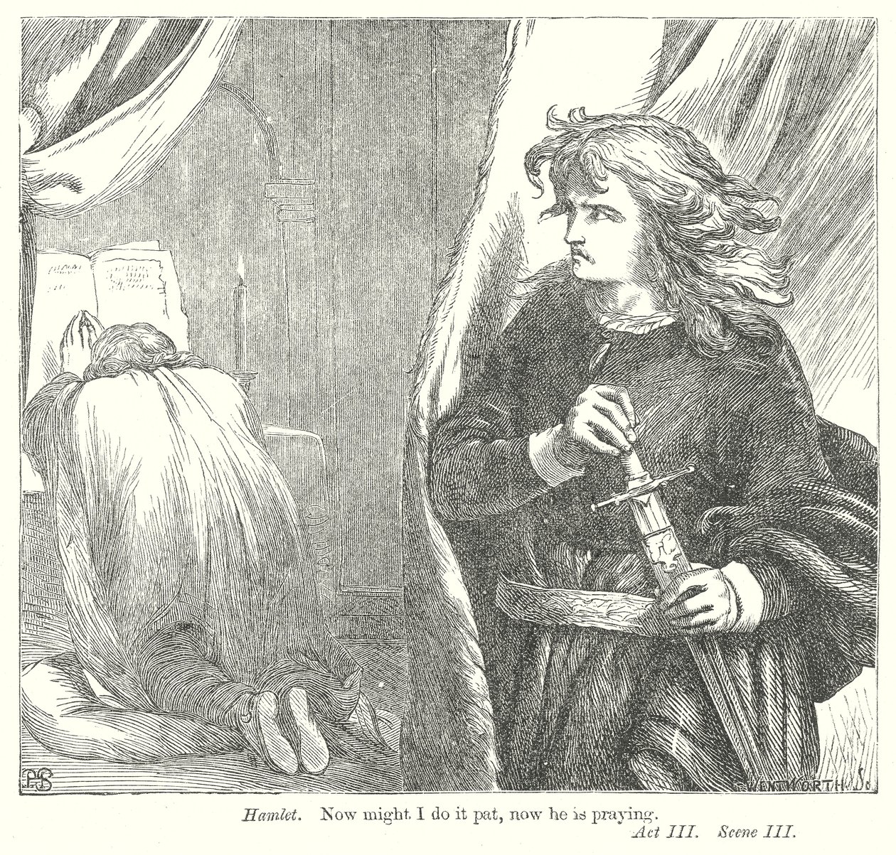 Hamlet (gravure) door Henry Courtney (after) Selous