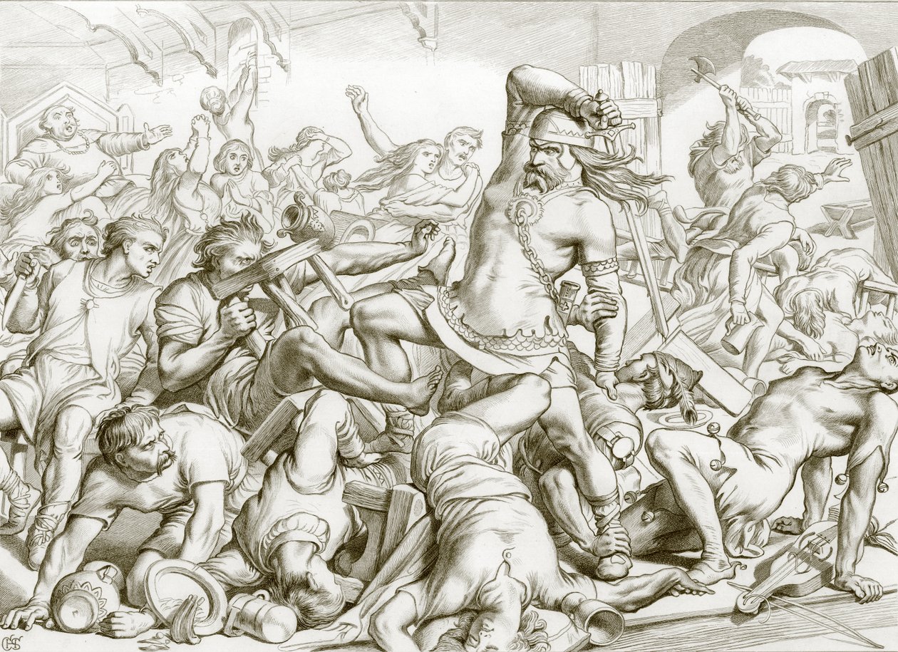 Hoe Hereward Bourne verloste van Fransen (gravure) door Henry Courtney (after) Selous