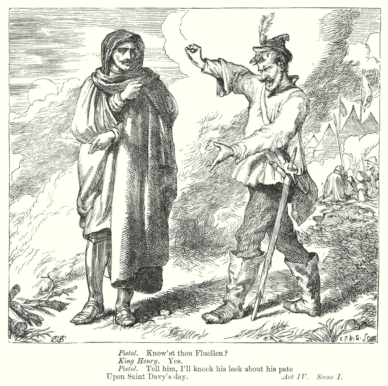 Koning Hendrik V (gravure) door Henry Courtney (after) Selous