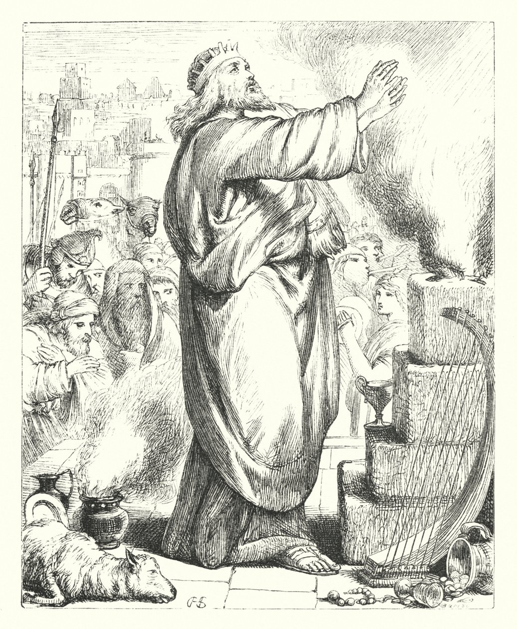 Het offer van David door Henry Courtney (after) Selous