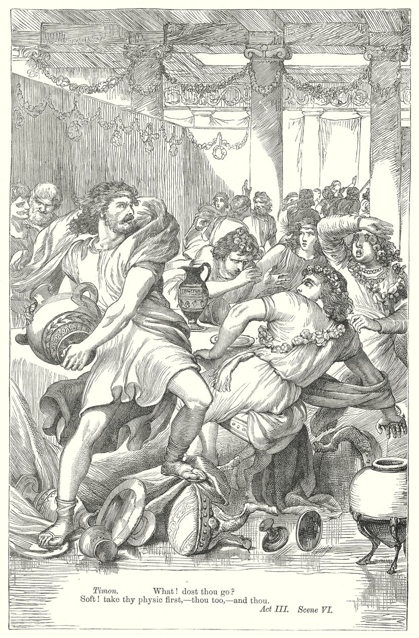 Timon van Athene (gravure) door Henry Courtney (after) Selous