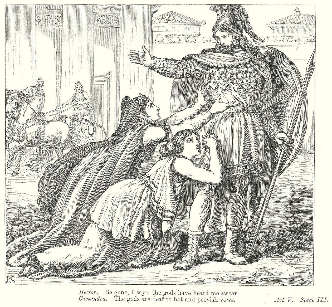 Troilus en Cressida (gravure) door Henry Courtney (after) Selous