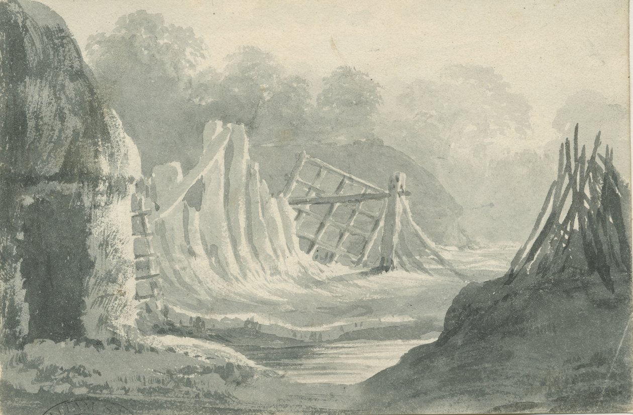 Lichfield - Edial: sepia was tekening, nd [1788-1855] door Henry Curzon Allport