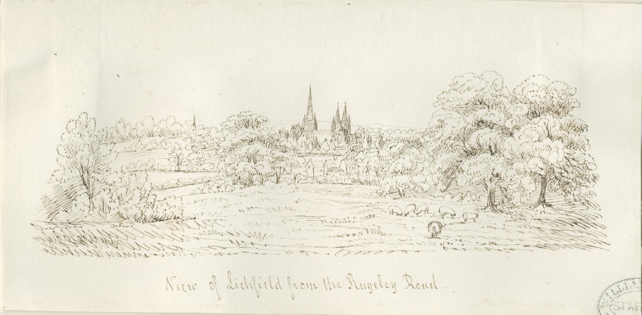 Lichfield - Noordaanzicht (veraf) door Henry Curzon Allport